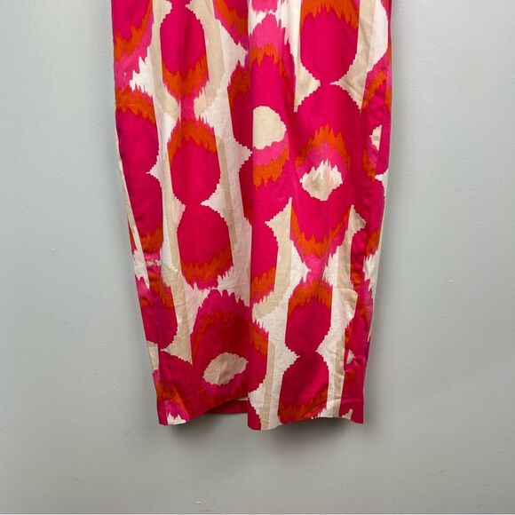 Boden Ikat Sheath Dress Pink White Orange Sleeveless V-Neck  Side Zip Sz 4 - Picture 14 of 16